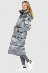 BLAUER Srebrny puchowy płaszcz damski Naomi z odpinanym kapturem, Rozmiar S. Szare płaszcze Blauer USA, s, bez wzorów, z puchu. W wyprzedaży za 2,649.99 zł.