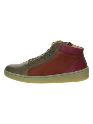 Think! Skórzane sneakersy "Kumi" w kolorze oliwkowo-bordowym rozmiar: 38,5. Brązowe trampki Think!, bez wzorów, za kostkę, bez zapięcia. Za 414.95 zł.