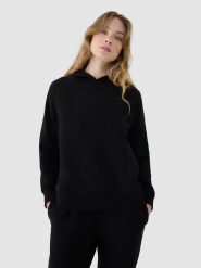 4F Bluza dresowa nierozpinana z kapturem damska - czarna S. Czarne bluzy 4f, s, bez wzorów, z bawełny, z kapturem. W wyprzedaży za 99.99 zł.