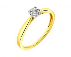 Pierścionek z żółtego i białego złota z brylantem - 0,04 ct - próba 585. Białe pierścionki Apart, z brylantem, złote. Za 2,059.00 zł.