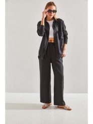 Bianco Lucci 2-częściowy zestaw w kolorze czarnym rozmiar: M. Czarne spodnie materiałowe Bianco Lucci, na co dzień, m, bez wzorów, z bawełny. Za 135.17 zł.