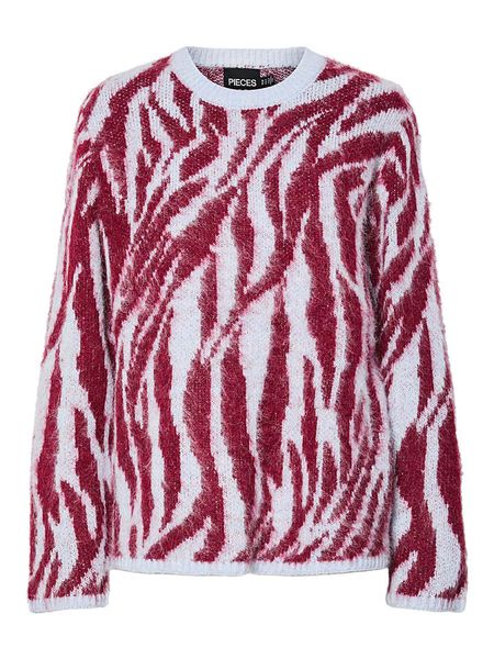 Pieces Sweter "Mynthe" w kolorze błękitno-czerwonym rozmiar: S. Czerwone swetry Pieces, s, bez wzorów, bez ramiączek. Za 109.95 zł.
