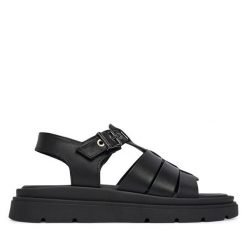 Sandały Tamaris. Czarne sandały Tamaris, bez wzorów, bez obcasa, na płaskiej podeszwie, bez zapięcia. Za 379.99 zł.