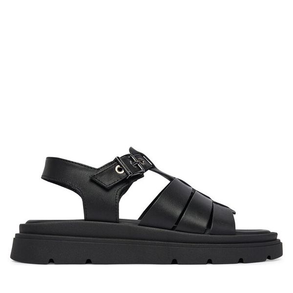 Sandały Tamaris. Czarne sandały Tamaris, bez wzorów, bez obcasa, na płaskiej podeszwie, bez zapięcia. Za 379.99 zł.