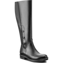 Oficerki ANN MEX - 8767 01S Czarny. Czarne kozaki Ann Mex, z materiału, bez obcasa, na obcasie, bez zapięcia. W wyprzedaży za 339.00 zł.