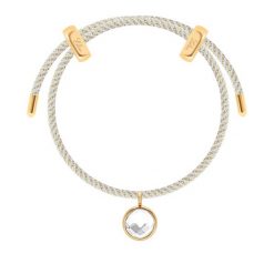Bransoletka Liana w kolorze złamanej bieli z białym kryształem. Białe bransoletki Lilou, pozłacane. Za 258.00 zł.