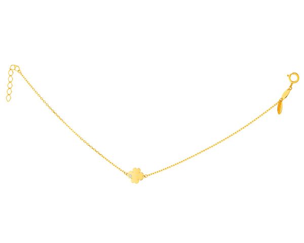 Złota bransoletka z cyrkonią, ankier - koniczyna. Żółte bransoletki Apart, z cyrkonią, złote. Za 1,039.00 zł.