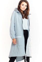 Ciepła długa bluza damska jak parka bawełna premium szara. Szare bluzy Infinite You, l, z bawełny, eleganckie, z kapturem. Za 319.00 zł.