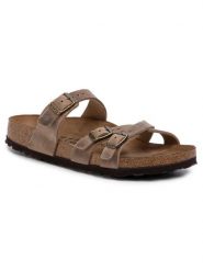 Birkenstock Klapki Franca 1015931 Brązowy. Brązowe klapki Birkenstock, bez wzorów, z nubiku, bez obcasa. Za 499.99 zł.