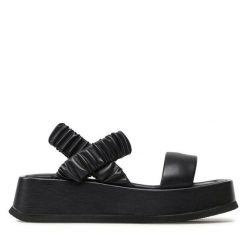 Sandały Pollini. Czarne sandały Pollini, bez wzorów, bez obcasa, na koturnie, bez zapięcia. Za 1,349.00 zł.