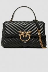 PINKO Czarna torebka Love Lady Puff Classic CL. Czarne kopertówki Pinko, bez wzorów, ze skóry, bez dodatków. W wyprzedaży za 1,289.99 zł.