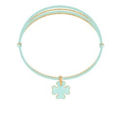 Bransoletka z miętową koniczyną na podwójnym sznurku. Żółte bransoletki Lilou, pozłacane. Za 137.00 zł.