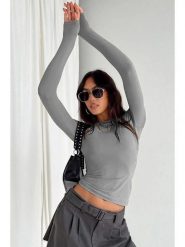 MADMEXT Koszulka w kolorze szarym rozmiar: L. Szare bluzki MADMEXT, l, bez wzorów, bez kołnierzyka, bez ramiączek. Za 86.99 zł.