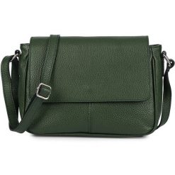 Torebka Damska Listonoszka Skóra Naturalna Włoska Mała A5 Vera Pelle Zielona K54. Zielone torby na ramię bez wzorów, z materiału, eleganckie, na ramię, małe, bez dodatków. Za 239.99 zł.