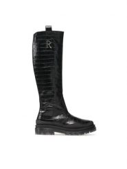 Rage Age Kozaki RA-10-04-000201 Czarny. Czarne kozaki Rage Age, ze skóry, bez obcasa, na płaskiej podeszwie, bez zapięcia. Za 849.99 zł.