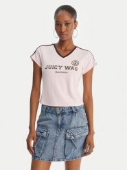 Juicy Couture T-Shirt Juicy Wag JCWCT126319 Różowy Slim Fit. Czerwone t-shirty Juicy Couture, xl, bez wzorów, bez kołnierzyka, bez ramiączek. Za 199.99 zł.