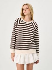 Bluza crewneck w paski - wielobarwny. Bluzy Sinsay, l, bez wzorów, bez kaptura. Za 35.99 zł.