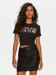 Versace Jeans Couture T-Shirt 76HAHG03 Czarny Regular Fit. Czarne t-shirty Versace Jeans Couture, xs, bez wzorów, z bawełny, bez kołnierzyka, bez ramiączek. Za 249.99 zł.