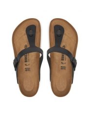 Birkenstock Japonki Gizeh 1029231 Czarny. Czarne klapki Birkenstock, bez wzorów, ze skóry, bez obcasa. Za 458.99 zł.
