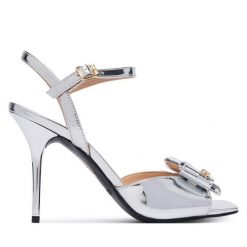 Sandały LOVE MOSCHINO. Szare sandały Love Moschino, bez wzorów, bez obcasa, na szpilce, bez zapięcia. Za 1,099.00 zł.