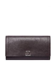 Calvin Klein Portfel Emblem Hw Long Bifold LV04F1316G Brązowy. Brązowe portfele Calvin Klein, bez wzorów, ze skóry. Za 329.99 zł.