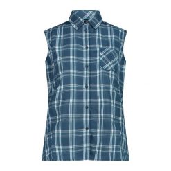 Koszula damska turystyczne CMP 34S5716. Niebieskie koszule CMP, l, bez wzorów, sportowe, bez kołnierzyka, bez ramiączek. Za 185.00 zł.