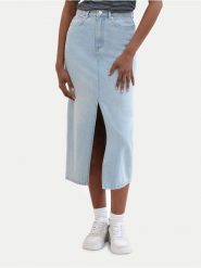 Tom Tailor Denim Spódnica jeansowa 1040888 Niebieski Regular Fit. Niebieskie spódnice TOM TAILOR DENIM, m, bez wzorów, z denimu. Za 279.99 zł.