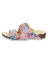 Think! Skórzane klapki "Julia" w kolorze jasnoróżowym rozmiar: 36. Różowe klapki Think!, bez wzorów, z otwartym noskiem, bez obcasa, na koturnie. Za 197.63 zł.