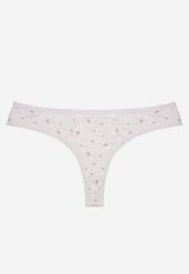 Jasnoszare Majtki Stringi z Bawełną w Kwiaty Calylia. Szare stringi Born2be, bez wzorów, z bawełny. Za 5.99 zł.