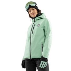 Damska kurtka snowboardowa Sporty zimowe Siroko W2-W Emerald. Zielone kurtki narciarskie SIROKO, bez wzorów, z softshellu, bez kaptura, narciarskie. W wyprzedaży za 330.95 zł.