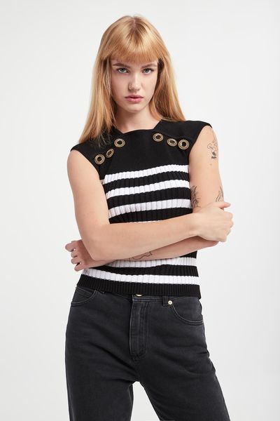 Top damski dzianinowy BALMAIN. Topy Balmain, bez wzorów, z dzianiny, bez kołnierzyka, bez ramiączek. W wyprzedaży za 3,494.25 zł.