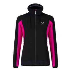 Bluza softshellowa damska Montura Premium Wind Hoody Jacket z kapturem. Czarne bluzy MONTURA, bez wzorów, z kapturem. Za 429.99 zł.
