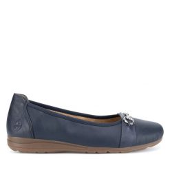 Baleriny Rieker. Niebieskie baleriny Rieker, bez wzorów, bez obcasa. Za 319.99 zł.
