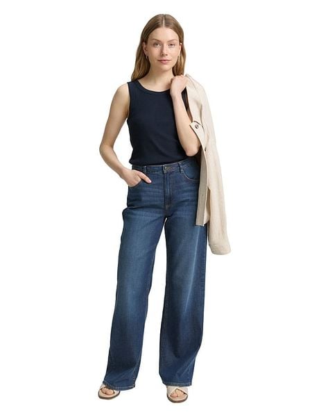 Tom Tailor Top w kolorze granatowym rozmiar: XXL. Niebieskie topy Tom Tailor, xxl, bez wzorów, z bawełny, bez kołnierzyka, bez ramiączek. Za 75.69 zł.