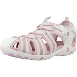 Sandały GEOX J SANDAL WHINBERRY G Biały. Białe sandały Geox, bez wzorów, z syntetyku, bez obcasa, bez zapięcia. Za 139.99 zł.