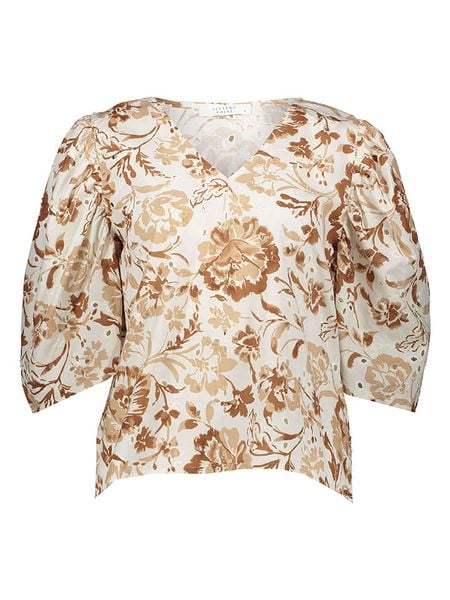 SisterS point Bluzka w kolorze kremowo-jasnobrązowym rozmiar: S. Brązowe bluzki Sisters Point, s, bez wzorów, z bawełny, bez kołnierzyka, bez ramiączek. Za 61.17 zł.