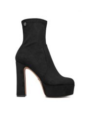 Nine West Botki CEO-CD25307-2 Czarny. Czarne botki Nine West, bez wzorów, z materiału, bez obcasa, na słupku, bez zapięcia. Za 299.99 zł.
