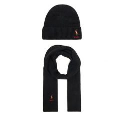 Zestaw Szalik i Czapka Polo Ralph Lauren. Czarne czapki Polo Ralph Lauren, bez wzorów. Za 1,099.00 zł.