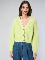 Monki Kardigan w kolorze jaskrawozielonym rozmiar: XS. Zielone kardigany Monki, xs, bez wzorów, z bawełny. Za 47.94 zł.