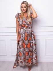 Sukienka Model Simone Wąż - Jersa. Sukienki Jersa, l, bez wzorów, wizytowe, bez kołnierzyka, plus size, bez ramiączek, kopertowe. Za 557.28 zł.
