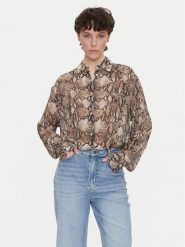 HUGO Koszula The Boyfriend 50539779 Brązowy Oversize. Brązowe koszule Hugo, bez wzorów, z wiskozy, bez kołnierzyka, bez ramiączek. Za 579.99 zł.