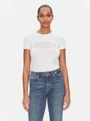 Guess T-Shirt 172699 Biały Classic Fit. Białe t-shirty Guess, l, z aplikacjami, z bawełny, bez kołnierzyka, bez ramiączek. Za 97.00 zł.