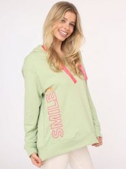 Zwillingsherz Bluza "Smile" w kolorze jasnozielonym rozmiar: L/XL. Zielone bluzy Zwillingsherz, l, bez wzorów, z bawełny, z kapturem. Za 193.70 zł.