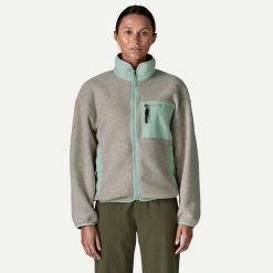 PATAGONIA Bluza damska W's Synch Jkt oatmeal heather w/thin ice-L. Niebieskie bluzy Patagonia, l, bez wzorów, z materiału, bez kaptura. Za 656.35 zł.