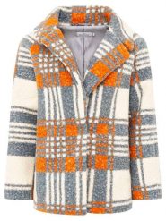 Zwillingsherz Płaszcz przejściowy w kolorze kremowo-szaroniebiesko-pomarańczowym rozmiar: L/XL. Brązowe płaszcze Zwillingsherz, l, bez wzorów, bez kaptura. Za 218.57 zł.
