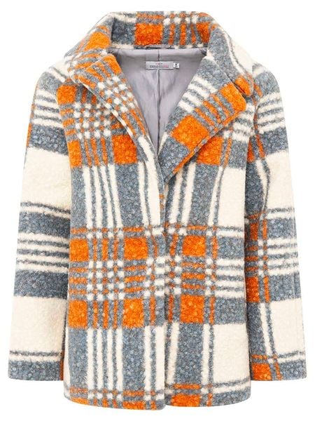 Zwillingsherz Płaszcz przejściowy w kolorze kremowo-szaroniebiesko-pomarańczowym rozmiar: L/XL. Brązowe płaszcze Zwillingsherz, l, bez wzorów, bez kaptura. Za 261.67 zł.