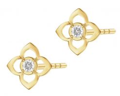 Kolczyki z żółtego złota z diamentami - kwiaty - 0,006 ct - próba 585. Żółte kolczyki Apart, z diamentem, złote. Za 1,059.00 zł.