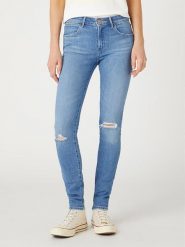 Wrangler Dżinsy "Riptide" - Skinny fit - w kolorze błękitnym rozmiar: W29/L30. Niebieskie jeansy Wrangler, l, z aplikacjami, z podwyższonym stanem. Za 206.45 zł.