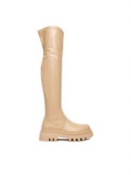 DeeZee Muszkieterki 13226-7 Beżowy. Brązowe kozaki DeeZee, z materiału, bez obcasa, na płaskiej podeszwie, bez zapięcia. Za 259.99 zł.