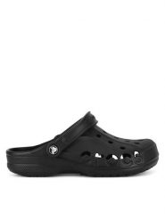 Crocs Klapki BAYA 10126-001 W Czarny. Czarne klapki Crocs, bez wzorów, z materiału, bez obcasa. Za 199.99 zł.